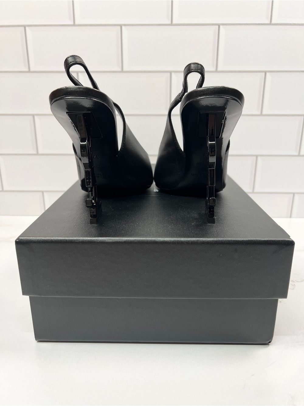 YSL Yves Saint Laurent Black Opyum Slingback Leather Pumps Pump Heels Heel - Picture 3 of 6